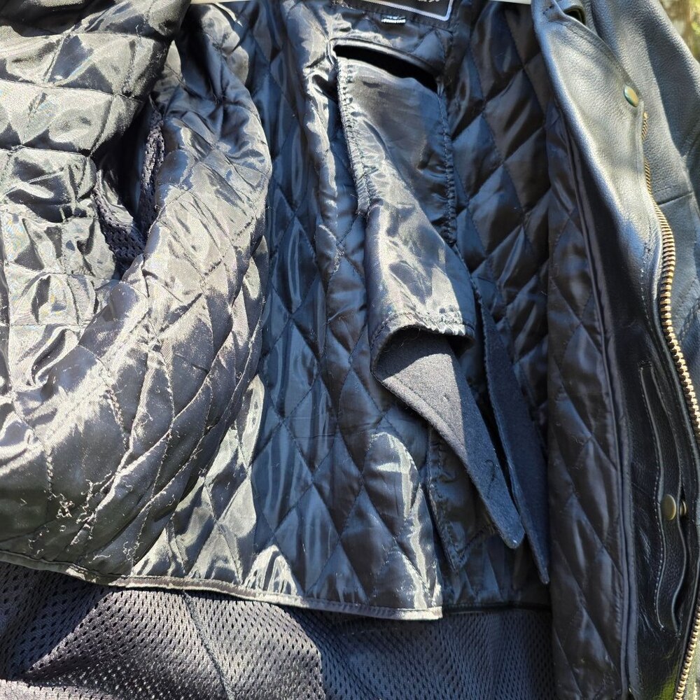 Vintage Motorcycle Jacket Barneys Leather Womens Sz 48 Black Thinsulate Zipped - Picture 8 of 12